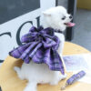 Regal Tartan Bow Harness Dress & Leash Set – Violet Twilight Edition