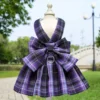 Regal Tartan Bow Harness Dress & Leash Set – Violet Twilight Edition - Image 2